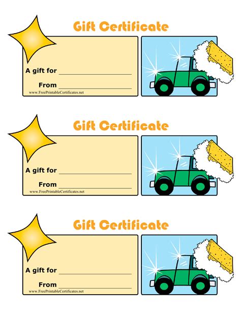 Free Printable Car Wash Gift Certificate Template